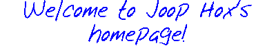 Welcome to Joop Hox's homepage!